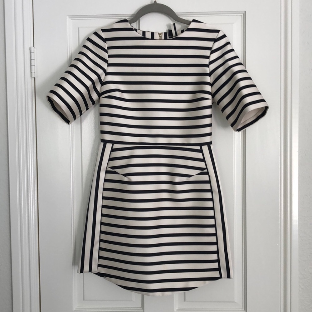Topshop Black and White Striped Mini Dress
